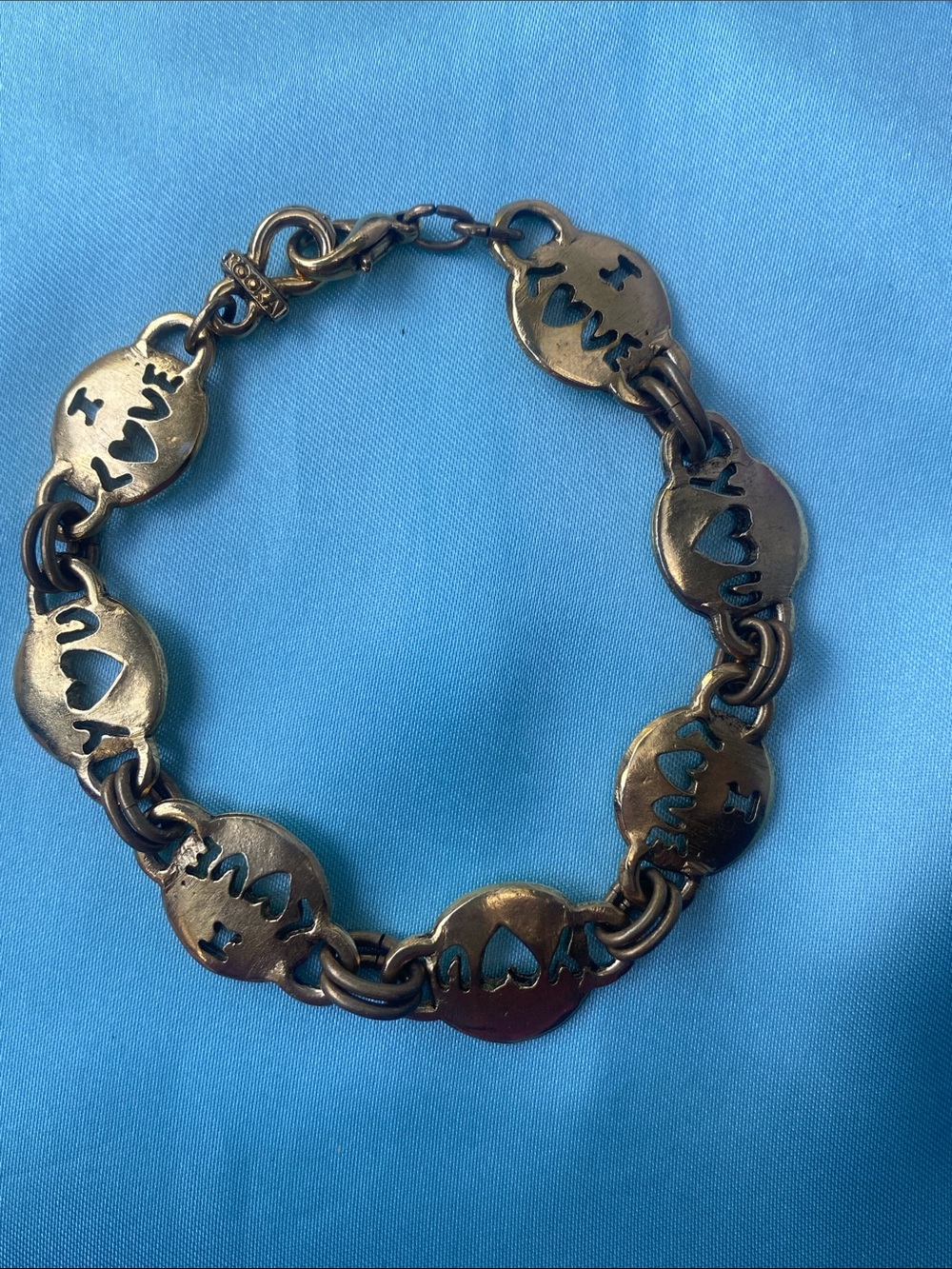 Vintage Kookai Bronze Color 'Love' Link Bracelet